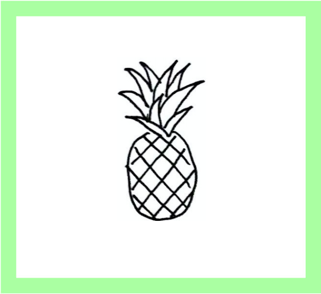 Flashcard front with a doodle of an pineapple